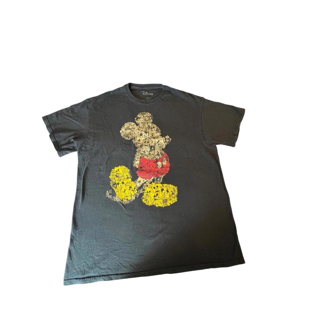 Disney Mickey Mouse Graphic Collage T-Shirt Black Vintage‎ Style Women's XL
